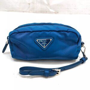 Prada Cosmetic Pouch Blue Nylon 137-012825
